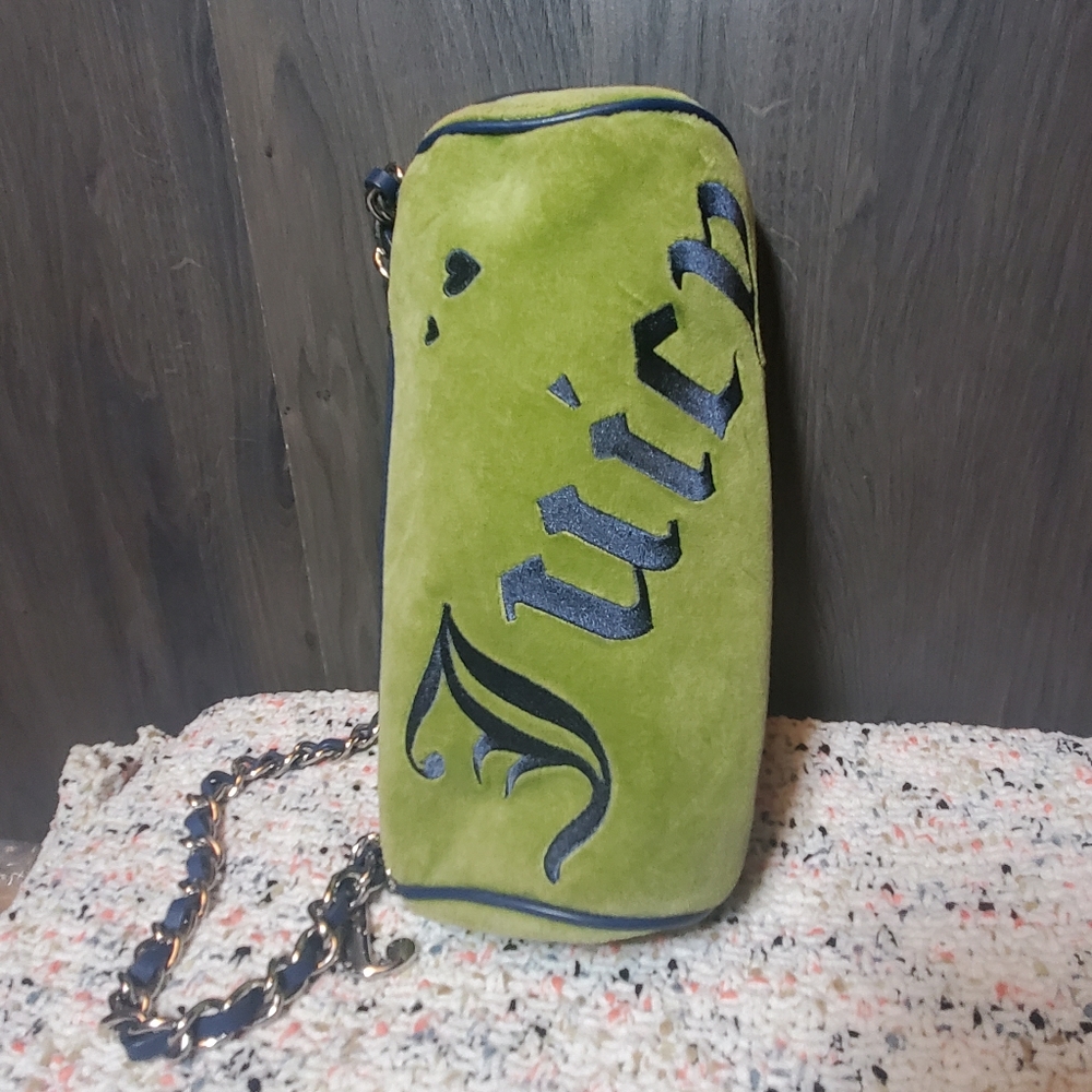 Y2k Juicy Couture Barrel Bag Lime Green Velour - Picture 12 of 13